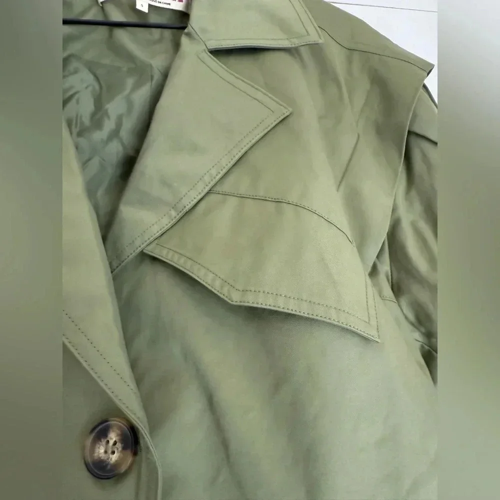 NWOT Free People Looking Glass Cropped Trench Coat in Loden color Small